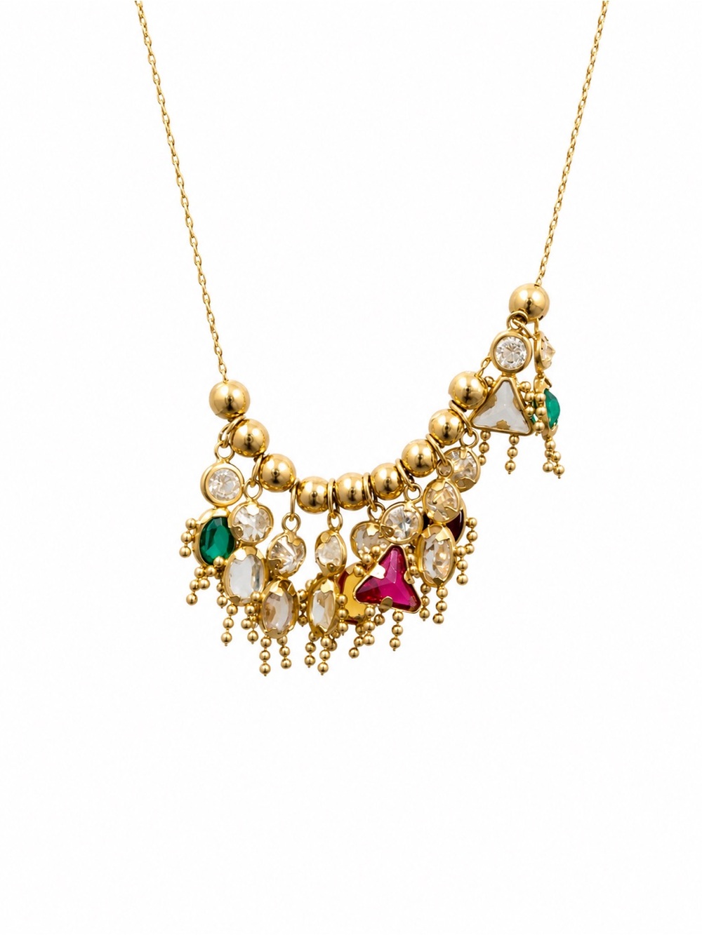 14K Yellow Gold Baby Birthstone Charm Necklace 5.7g - Picture 2 of 8